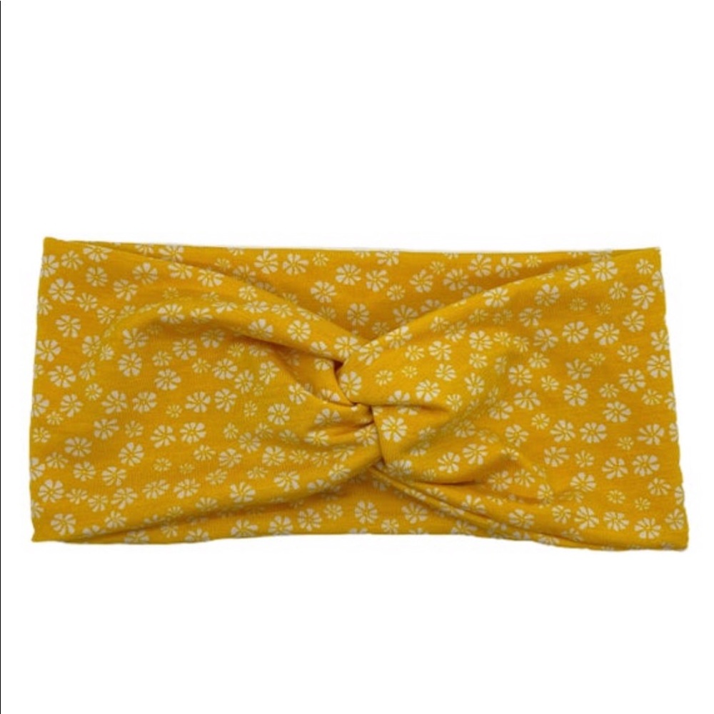 Yellow Floral Faux Knotted Turban Headband